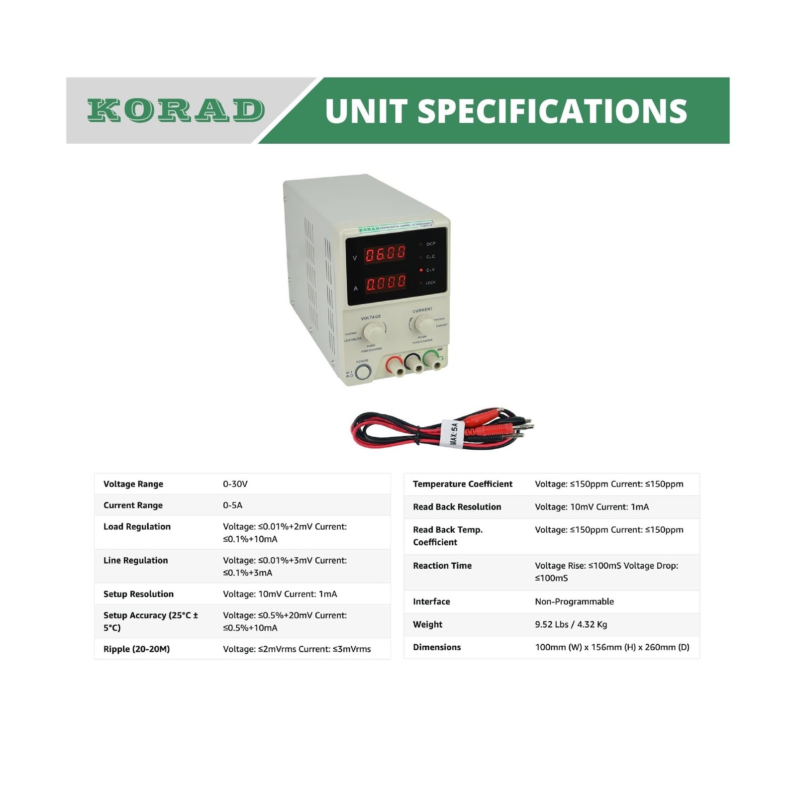 KORAD KD3005D - Precision Variable Adjustable 30V, 5A DC Linear Power Supply ...