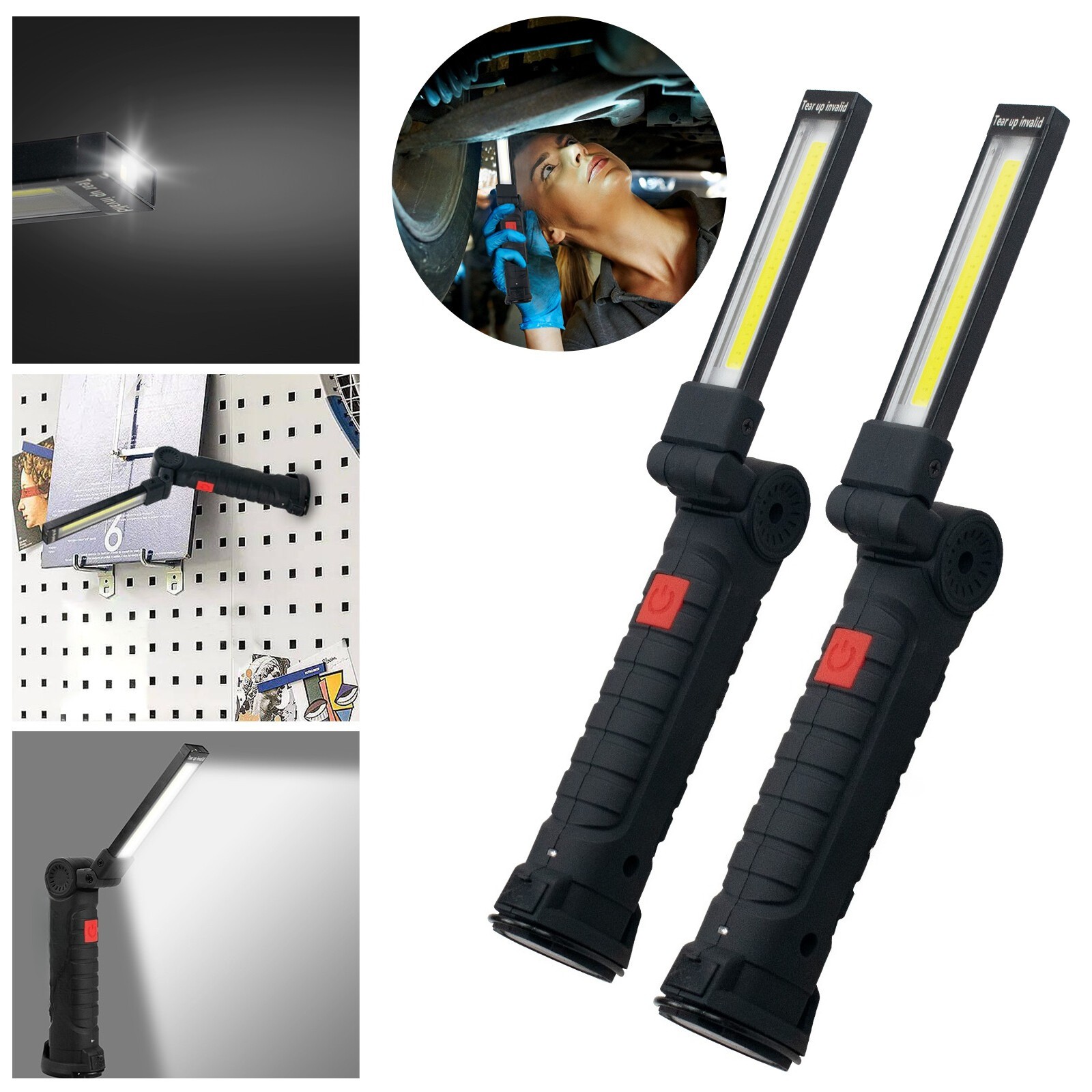 Magnetic Base 360° LED COB Work Light Rechargeable Mechanic Torch Flashlight