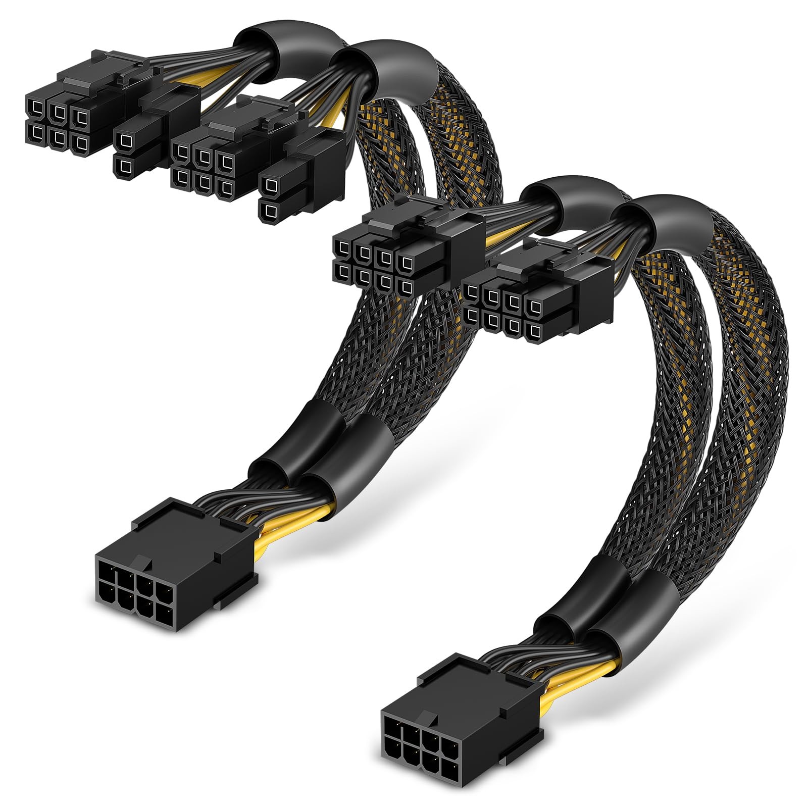 J&D 2-Pack PCIe 8 Pin to Dual 8 (6+2) Power Adapter Cable, 9 Inches,...
