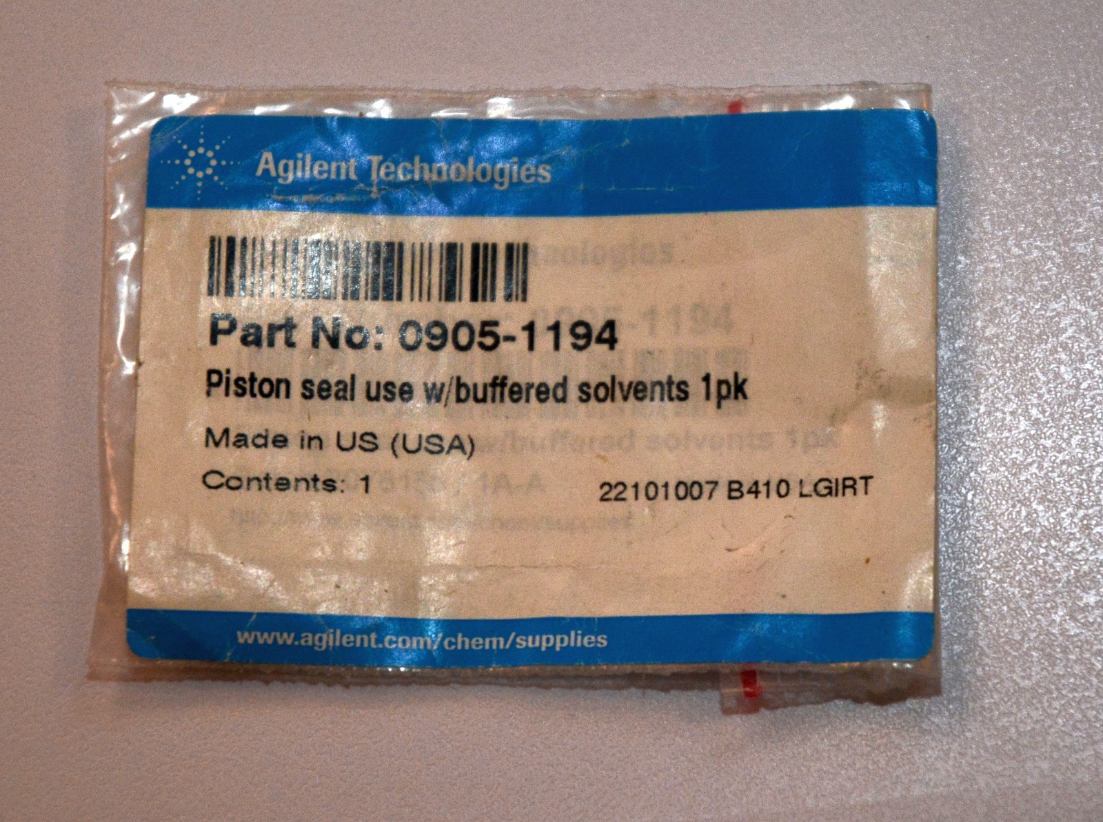 New Agilent Piston Seal Use w/ Buffered Solvents 0905-1194