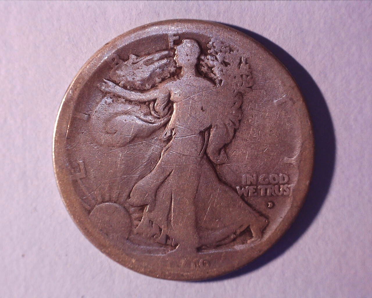 1916-D WALKING LIBERTY  HALF DOLLAR FMM A/G COND. **821-5