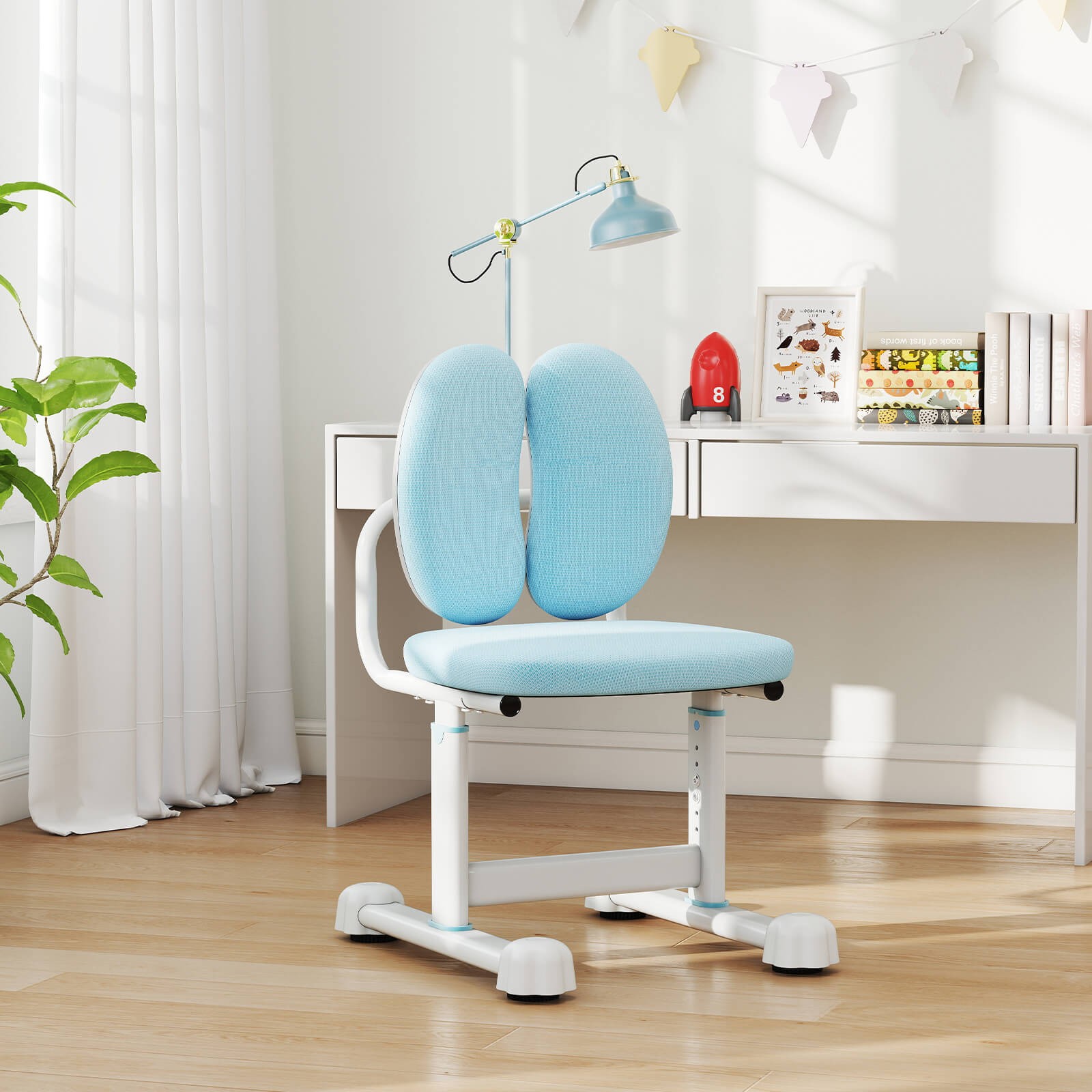 Kids Desk Chair w/Double Back Support Adjustable Height Upholstered Computer