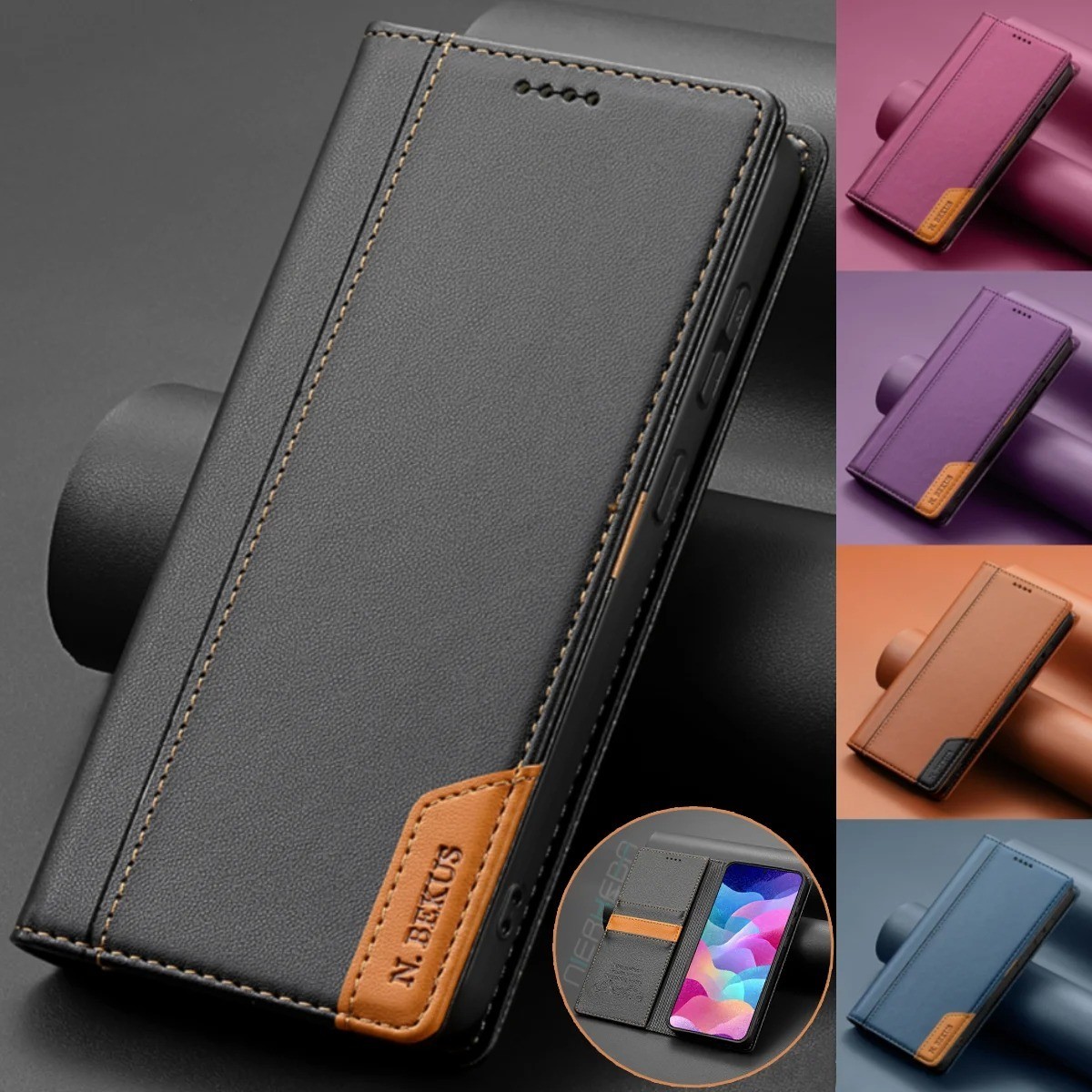 For Samsung Galaxy Z Fold7 6 5 43 Leather Rugged Kickstand Case Flip Card Wallet