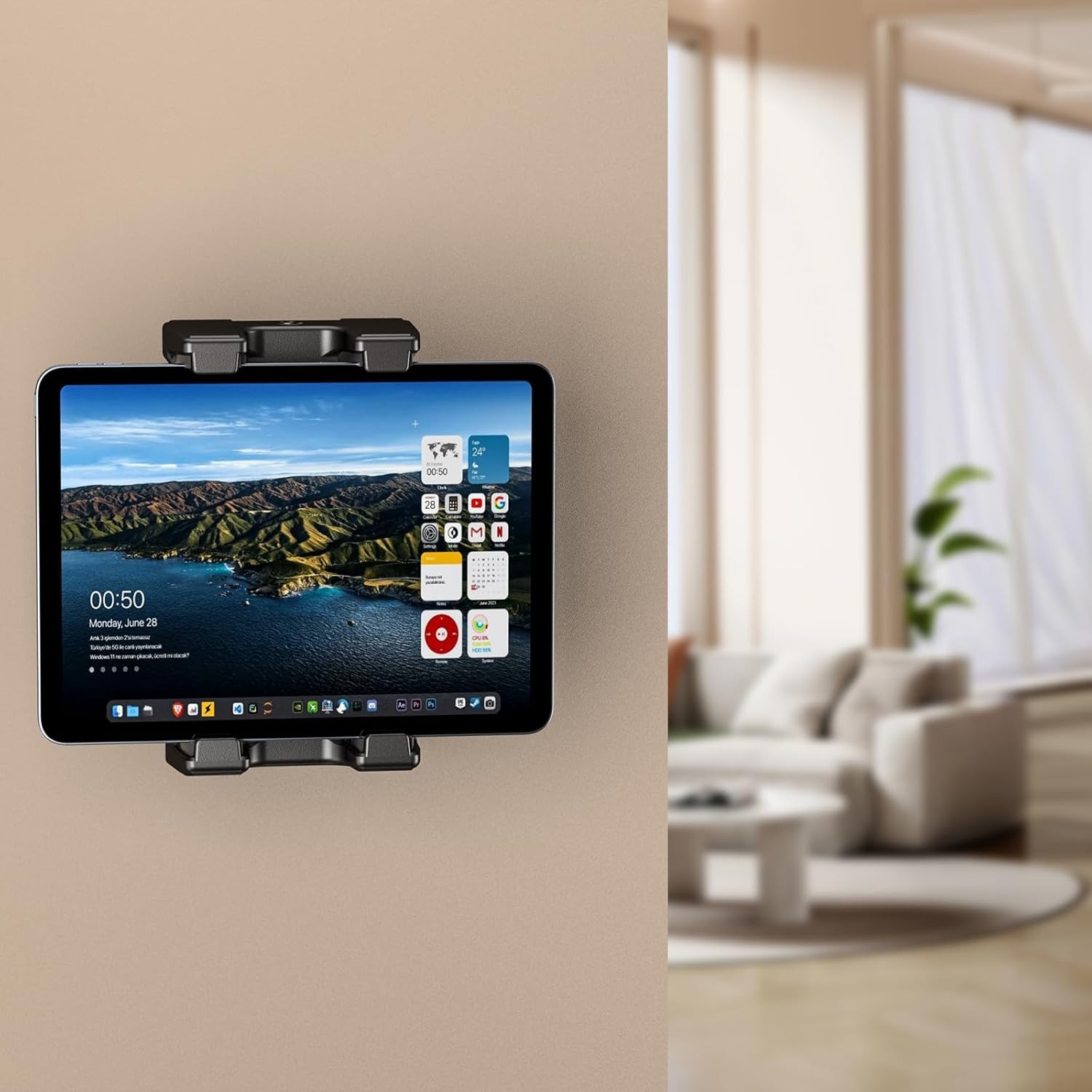 Durable Universal Tablet Wall Mount for 5-13 Inch Devices, Scratch-Proof Design