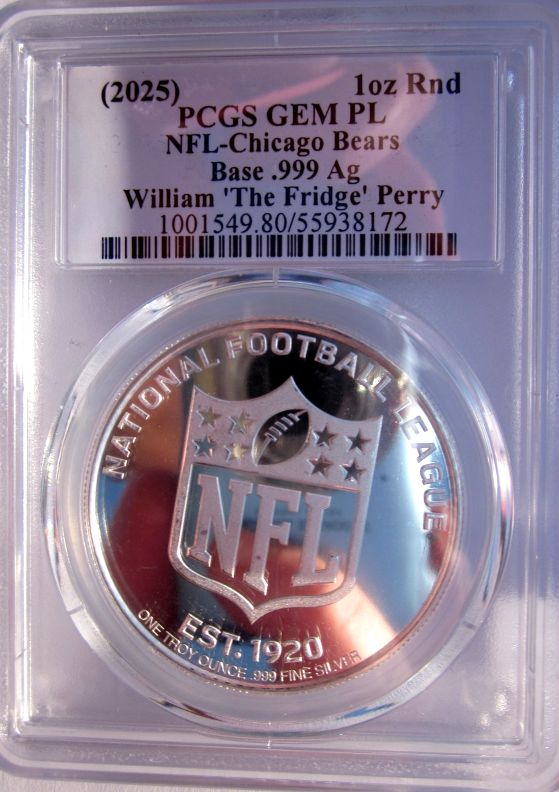 2025 NFL ULTRA CELEBRITY MINT Signed WILLIAM THE FRIDGE PERRY 1oz Silver LABEL