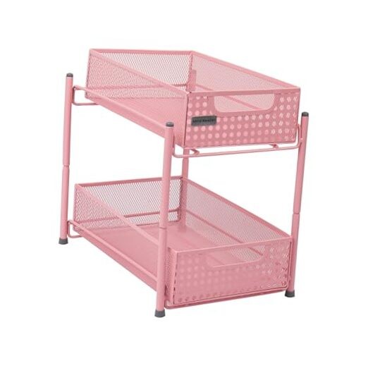 Accessory Organizer, Supply Storage, Makeup, Crafts, Office, Metal Mesh, Pink
