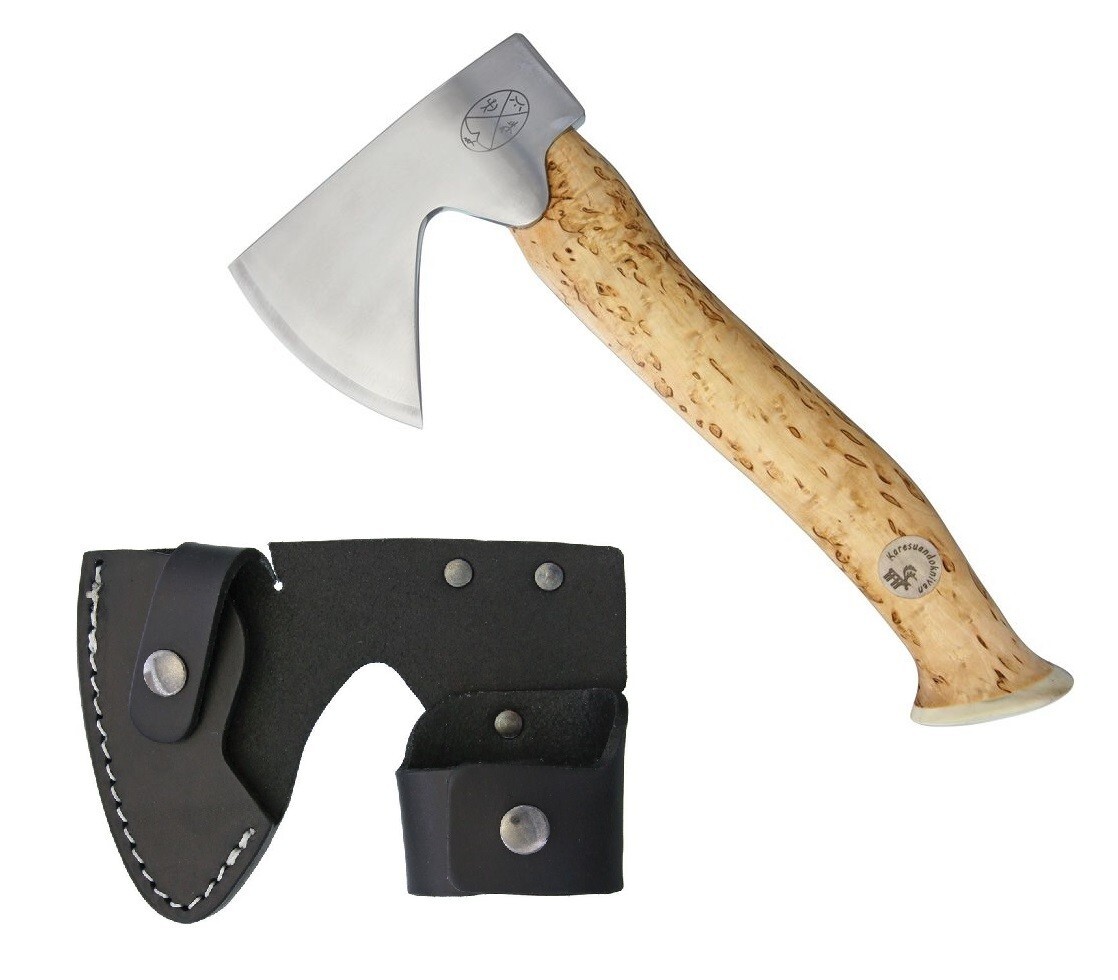 Karesuando Kniven Vuogas Axe 3" 12C27 Sandvik Stainless Head Curly Birch Handle