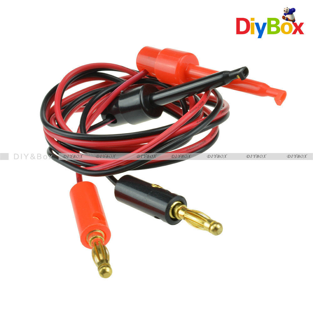 1 Pair Small Test Hook Clip to Banana Plug for Multimeter Test Lead Cable D