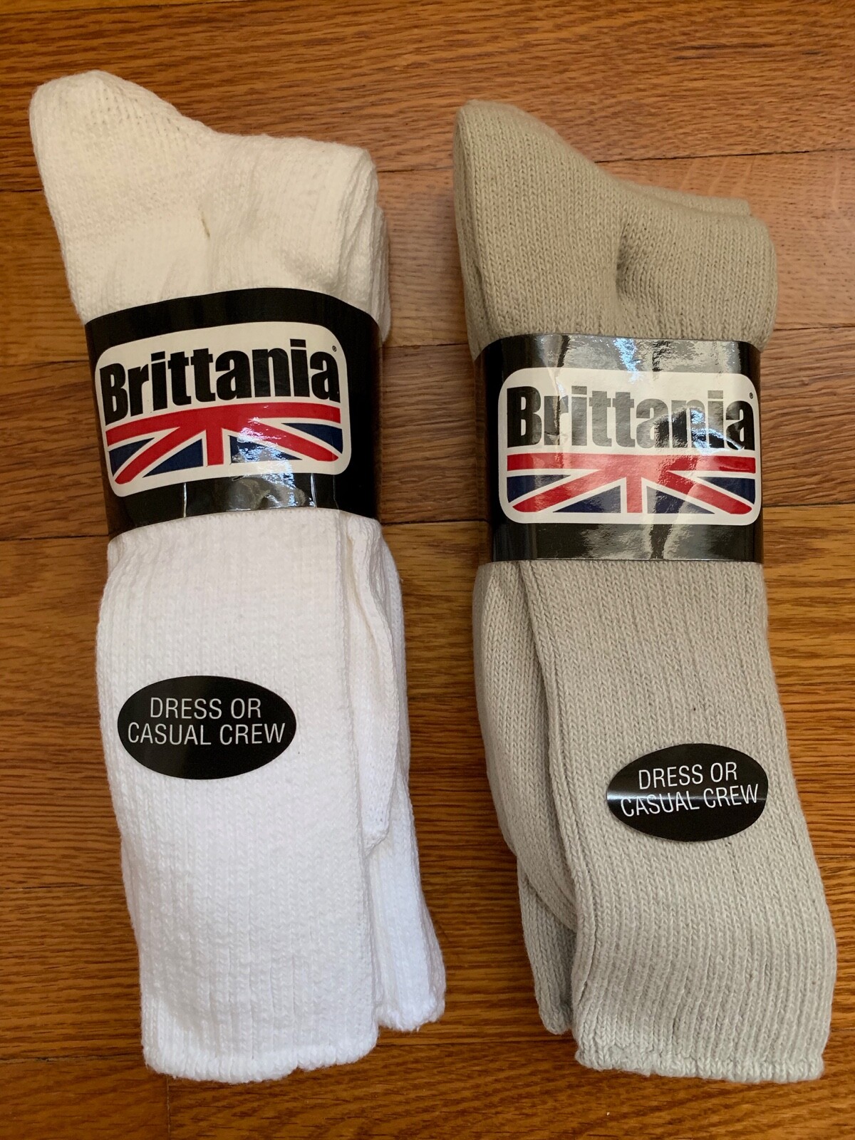Vtg. Brittania Cotton Socks Deadstock 3Pr. Sz. 10-13 Choice White or Stucco New