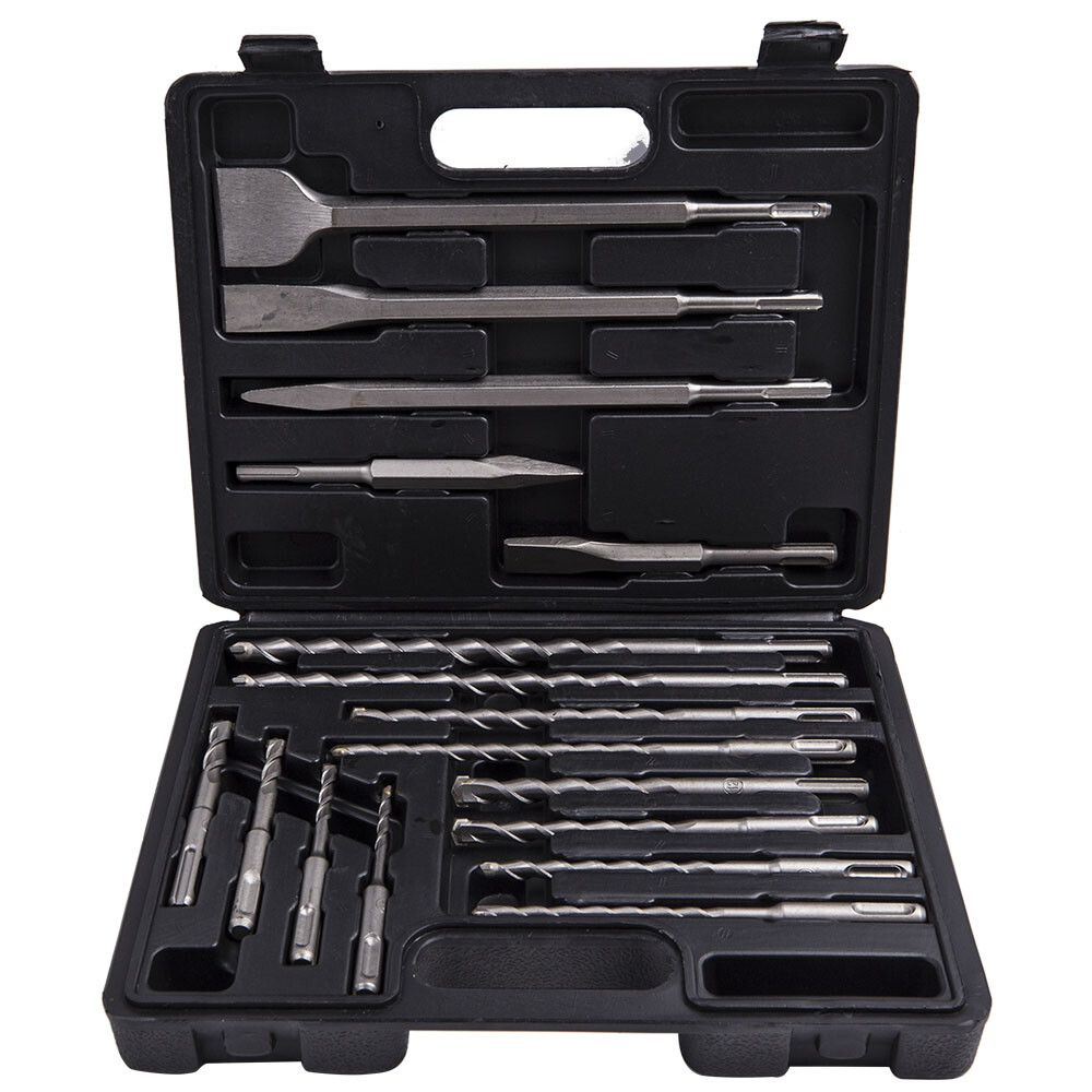 17x Rotary Hammer Bits Drill Bit & Chisel Set for SDS Plus Drills