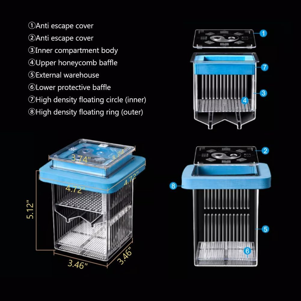 ® Floating Fish Breeding Box with Lid Parent Fish and Baby Fishes Aquarium Divid