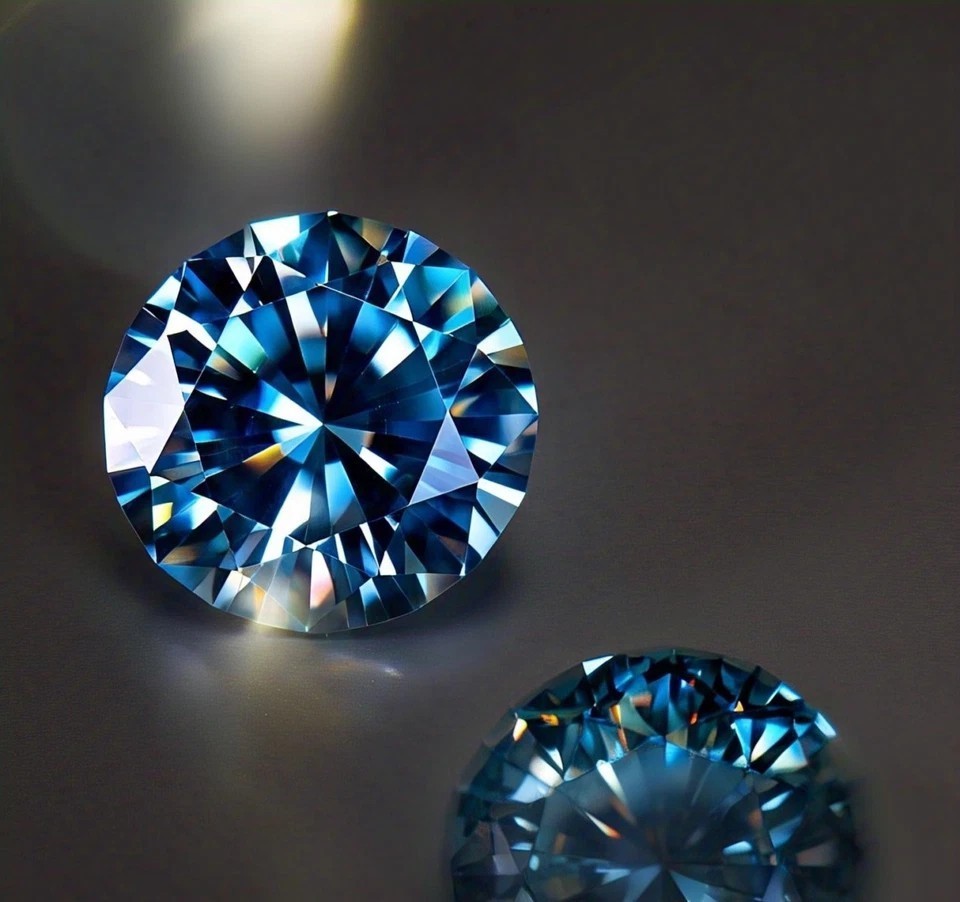 1 Ct Round Brilliant Cut Natural Blue Color Lab Grown  Moissanite VVS1