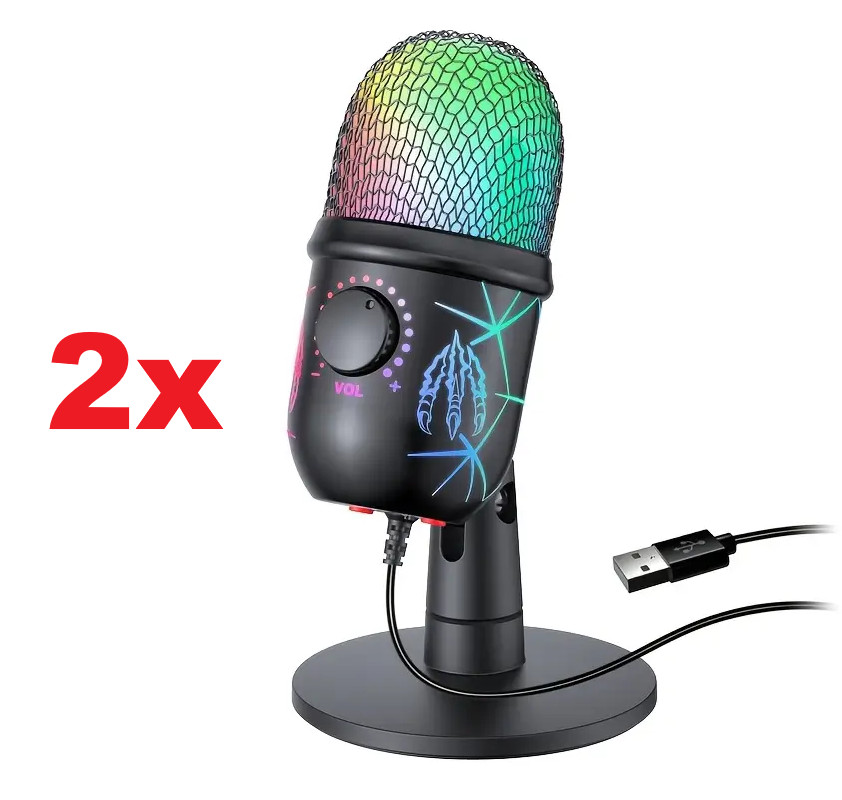 2 x Gaming Microphone USB Computer for PC Mac PS4/5 Condenser Podcast RGB
