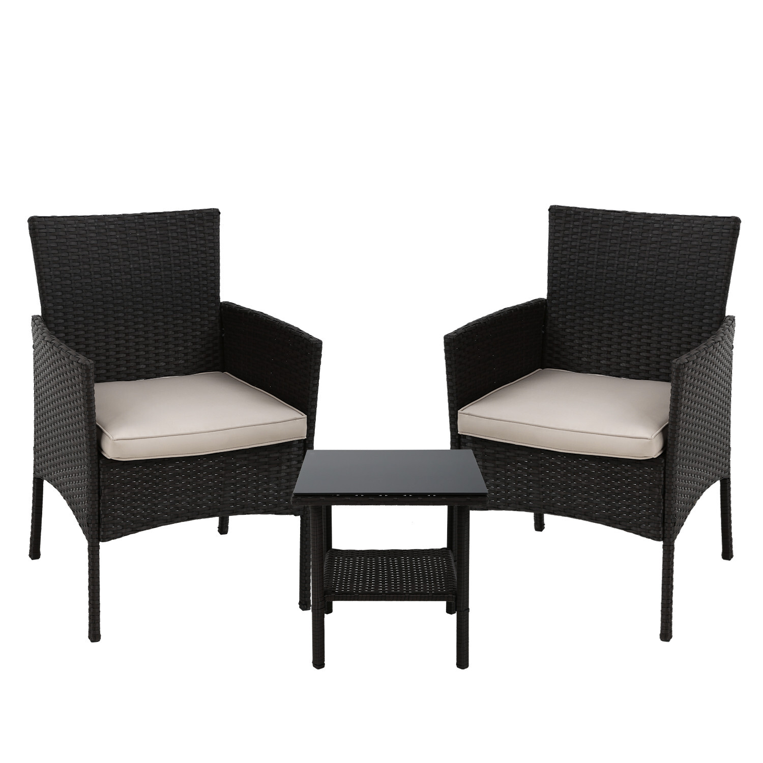 Patio Furniture Set 3 Pieces Outdoor Rattan Chair Conversation Sets for Yard