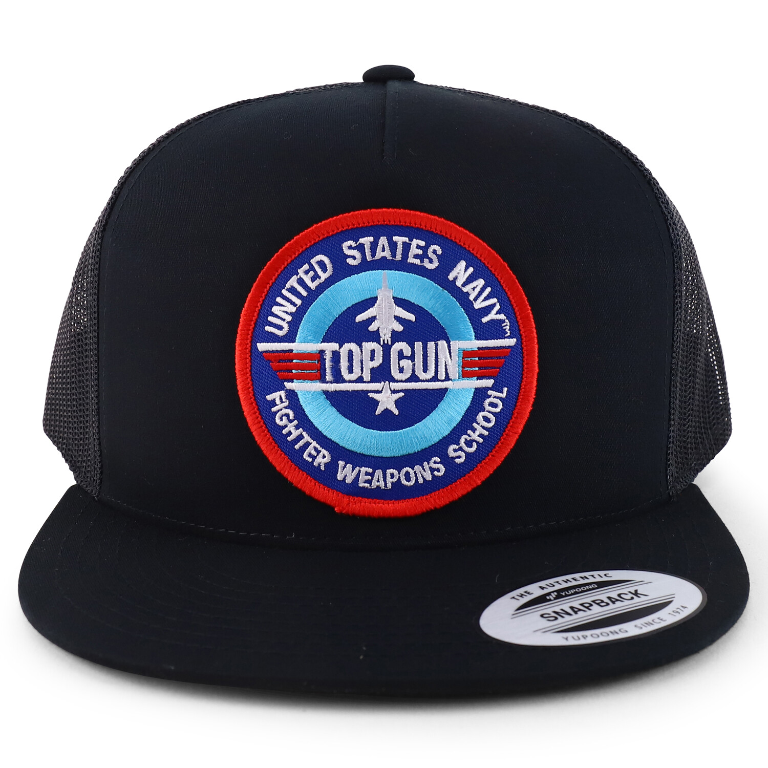 US Navy TOP Gun Patch 5 Panel Flat Bill Trucker Mesh Cap - FREE SHIPPING