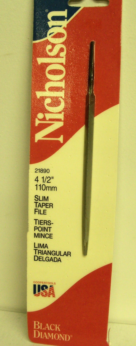 Nicholson 4 1/2" Slim Taper File Triangle No. 21890 Black Diamond Cooper  USA