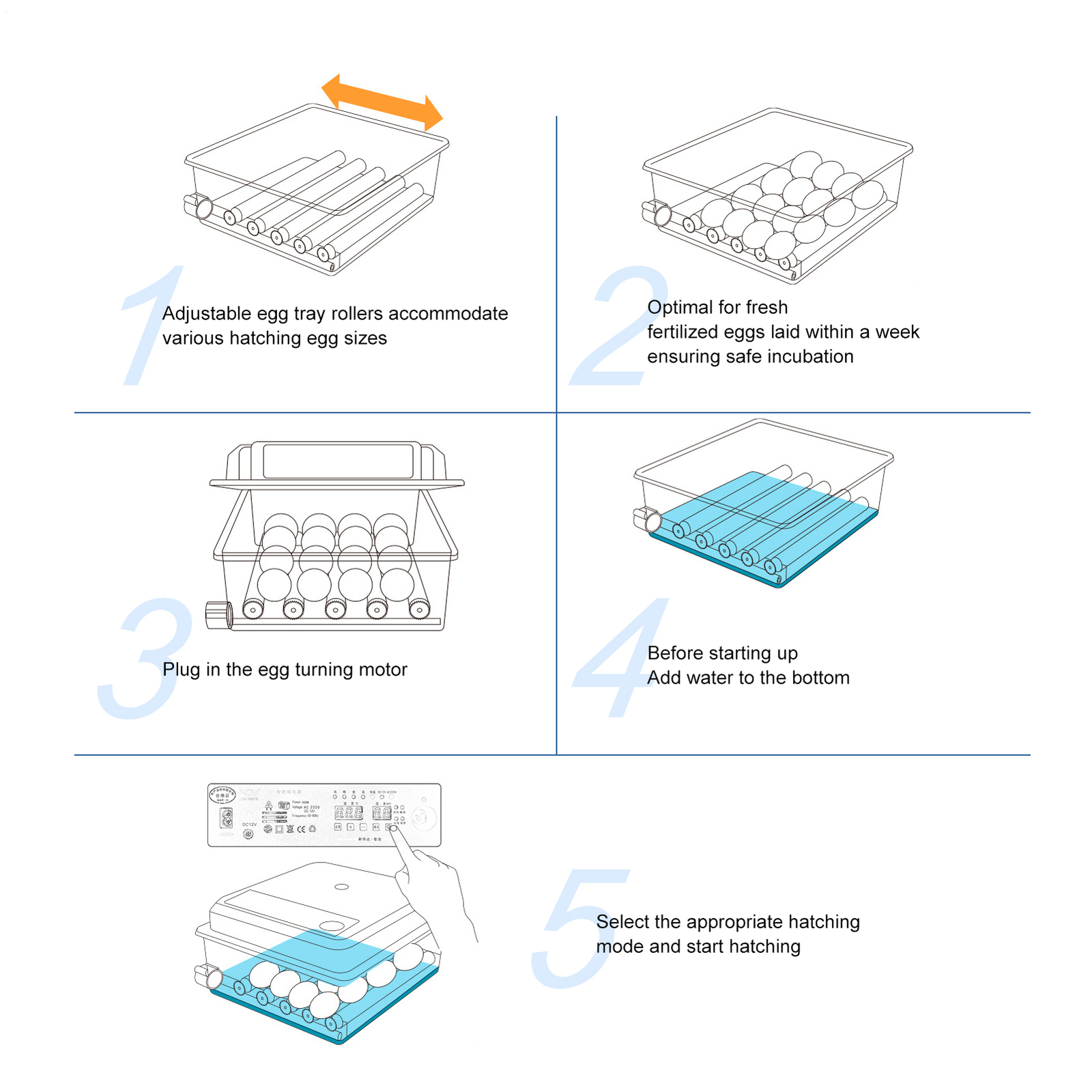 Automatic 120 Eggs Incubator Temperature Control Digital Chicken Egg Hatcher--