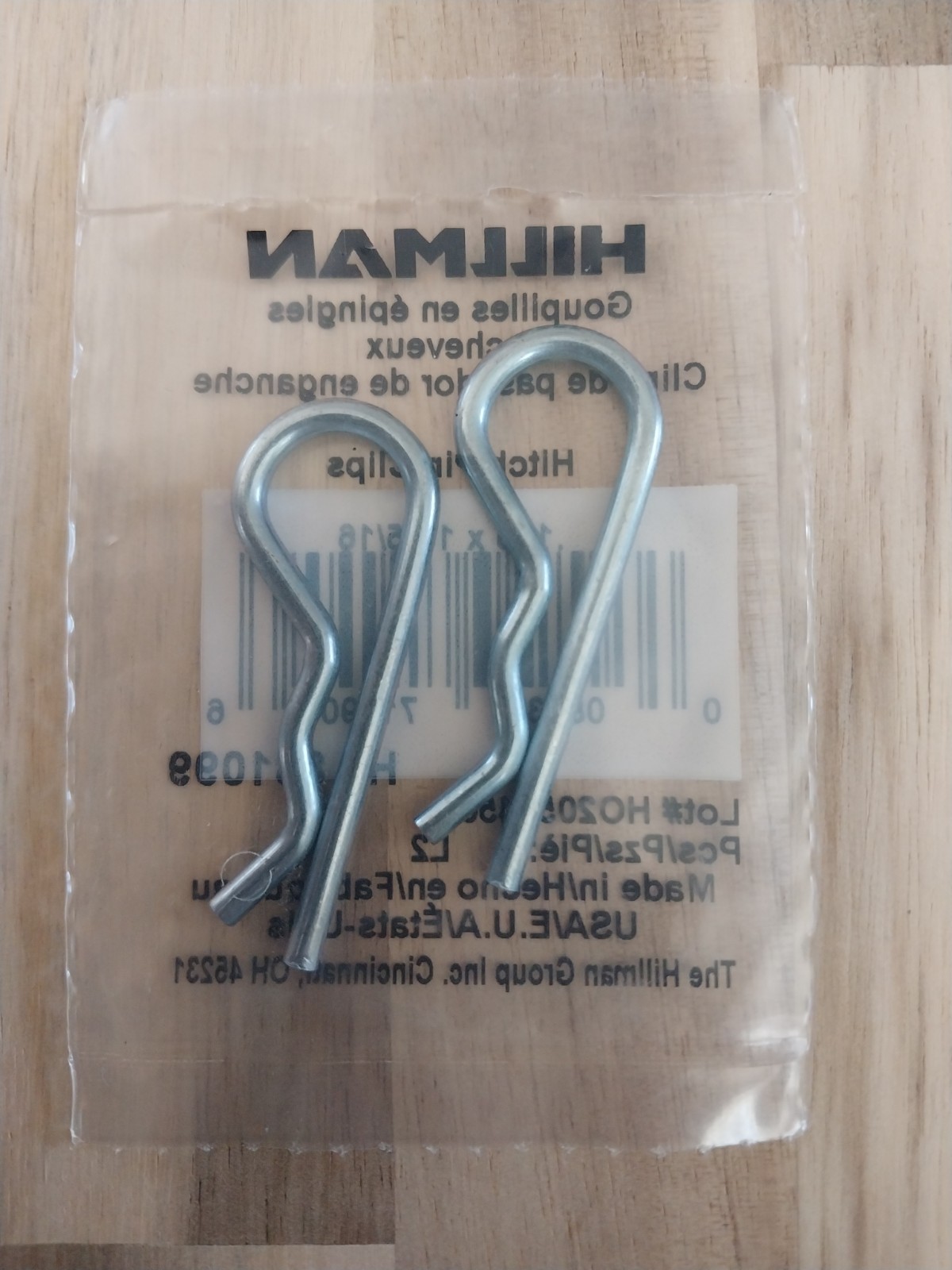 (2-Pk) Hillman Hitch Pin Clips 1/8" Diameter x 1-15/16" Length 881099 USA