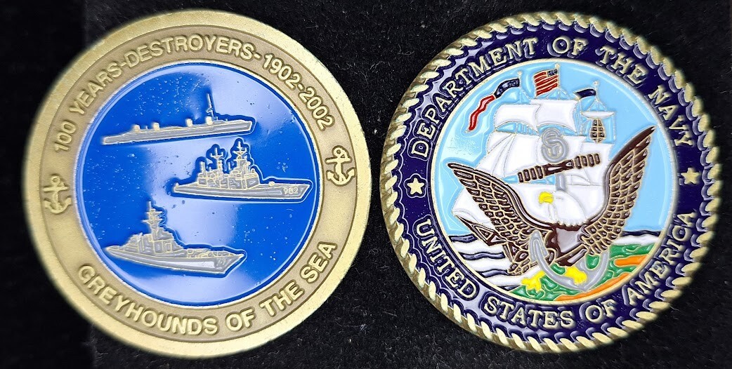 100 Years of Destroyers - Greyhounds of the Sea - Navy Challenge Coin