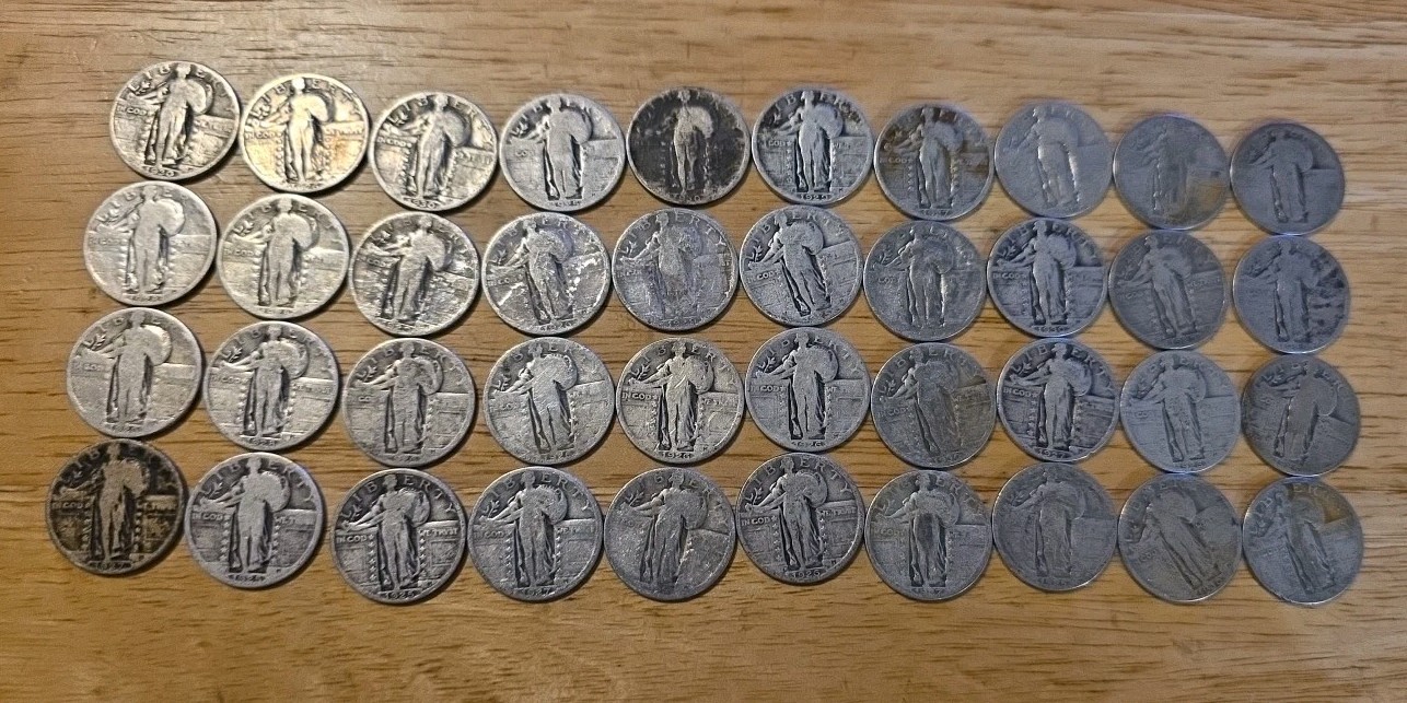 Silver Quarters Standing Liberty Roll $10.00 Face Roll Variety Date and Mint