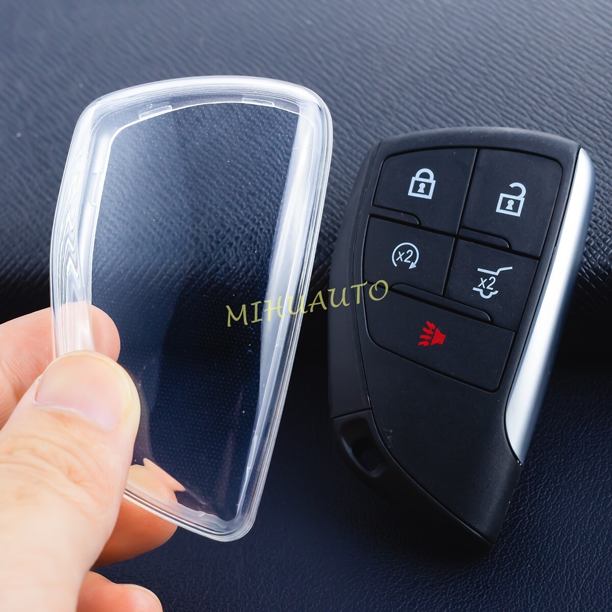 Clear Transparent TPU Car Key Fob Cover Case For Chevy Tahoe Suburban GMC Yukon