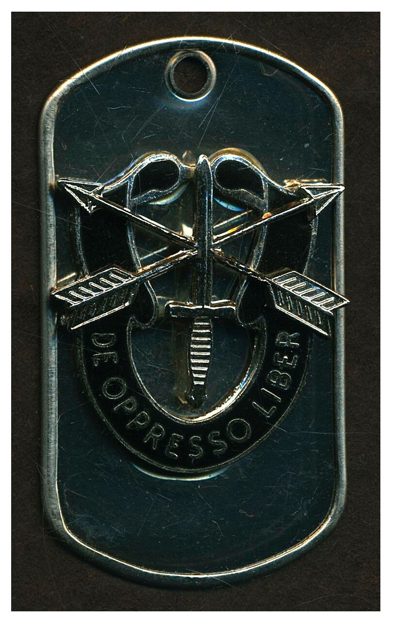 Stainless Steel Dogtag with US Army Special Forces DOL Crest  L062