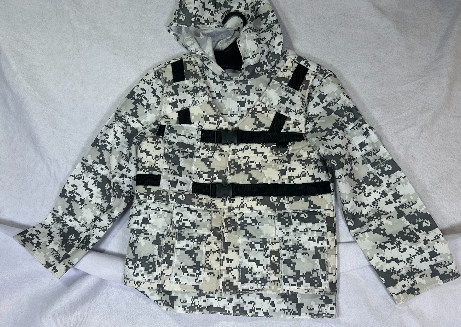 Kids Army Soldier Tactical Vest Hooded Digital Camo Costume Accessory Military M