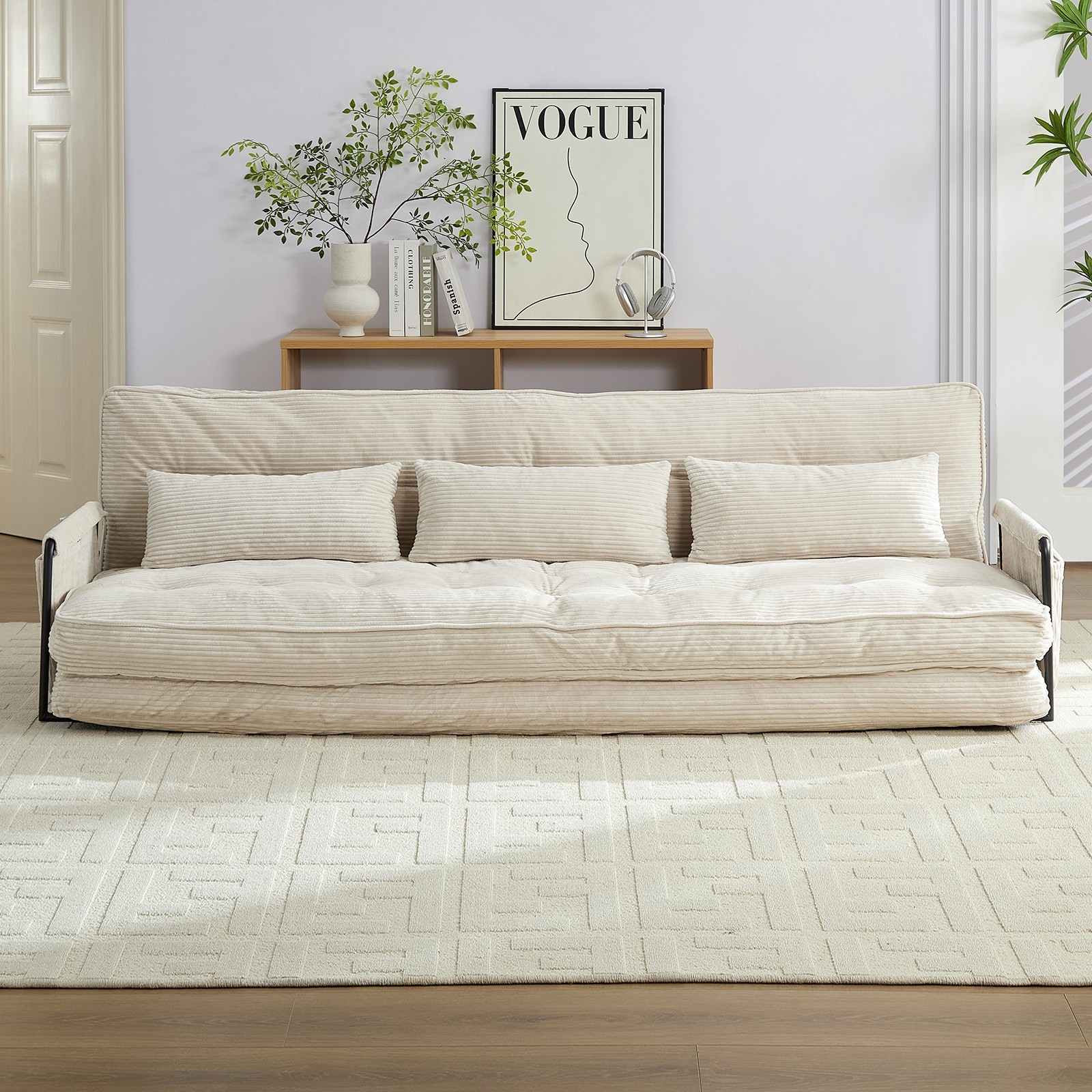 Zafly Sofa Bed Couch Sleeper Convertible Fold-Out Bed Couch With Side Pockets