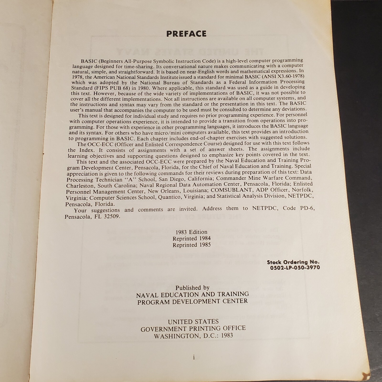 Introduction to Programming in Basic 1983 Navedtra 10079-2 Naval Education PB