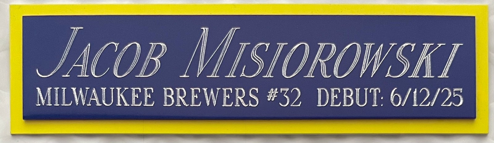 JACOB MISIOROWSKI MILWAUKEE BREWERS NAMEPLATE AUTOGRAPHED SIGNED BASEBALL JERSEY
