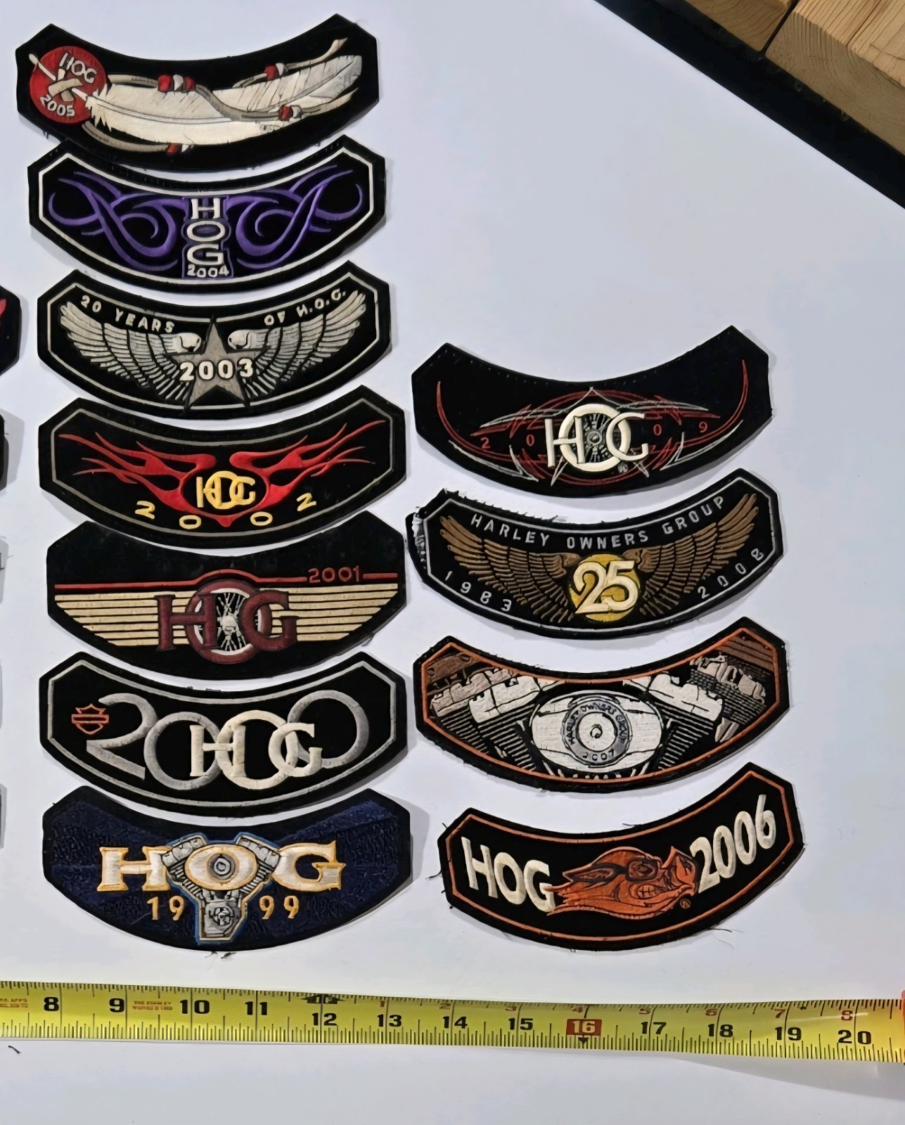 HARLEY OWNERS GROUP Rocker Patch Lot 1999-2009 Harley-Davidson 11 Years *USED*