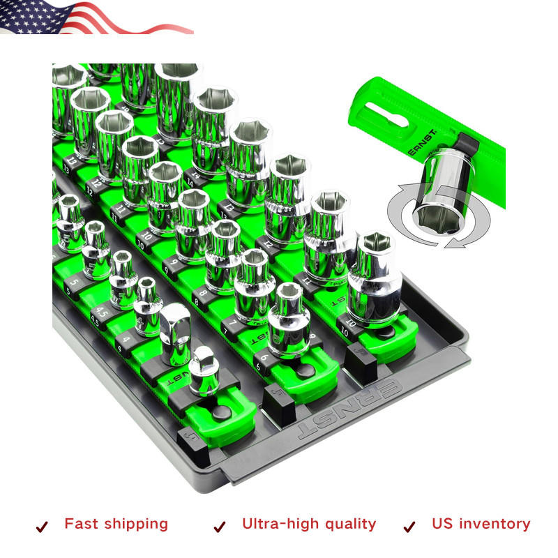 8481 Socket Boss 3-Rail Multi-Drive Socket Holder Tray, 18-Inch,Green