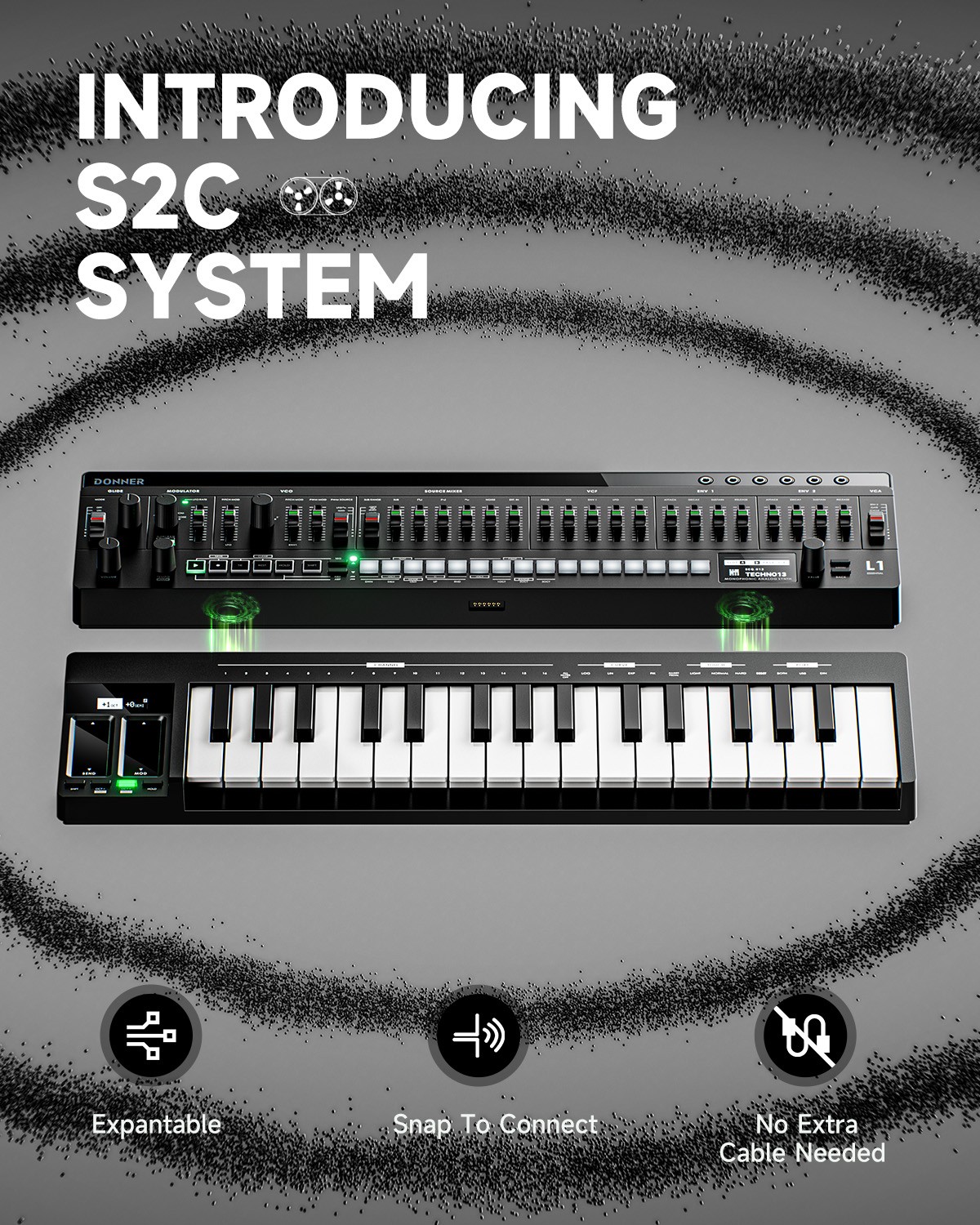 Donner Essential L1 Synthesizer Sequencer Monophonic Analog Synth With Software
