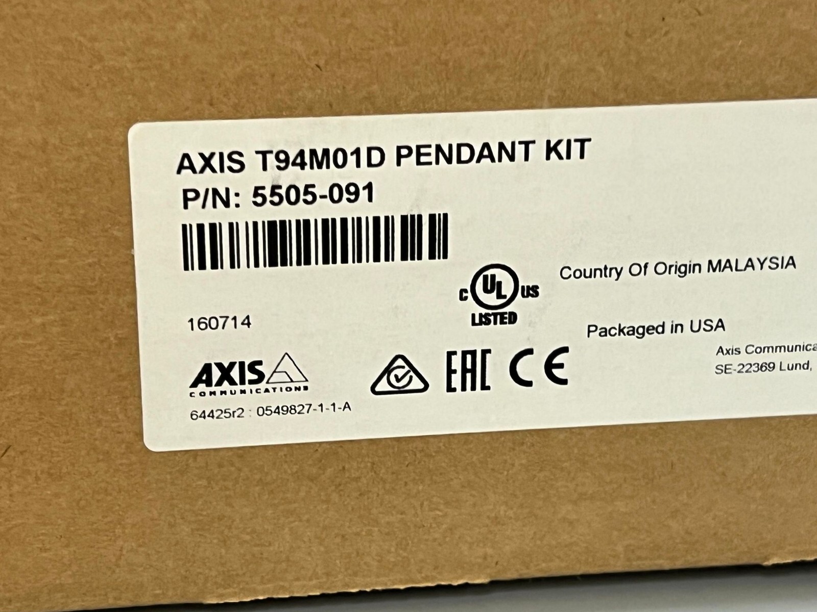 AXIS Communications 5505-091 PENDANT KIT T94M01D