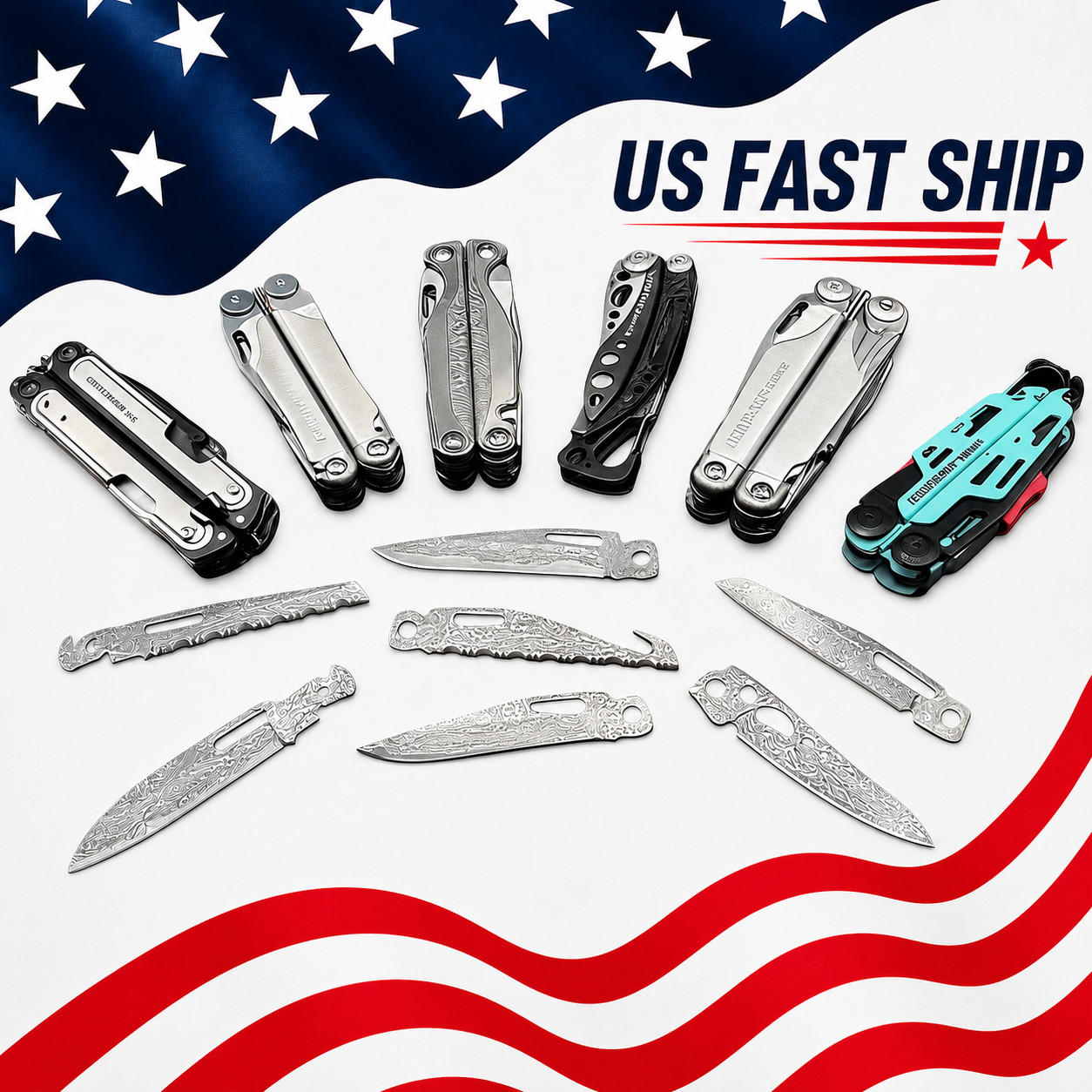 US Stock VG10 Damascus Replacement Blade for Leatherman Wave ARC Surge