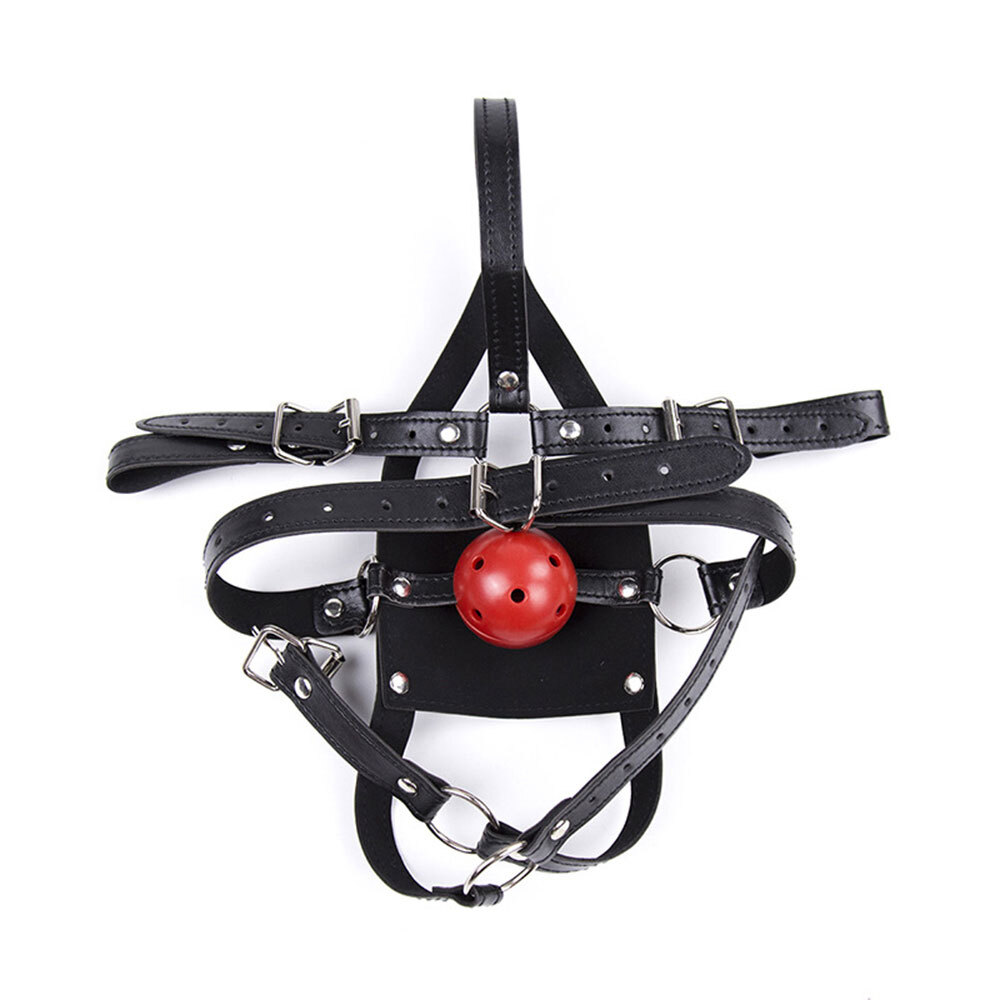 Half Face Mask Open Mouth Gag Head Bondage Strap Ball Harness slave Muzzle BDSM~