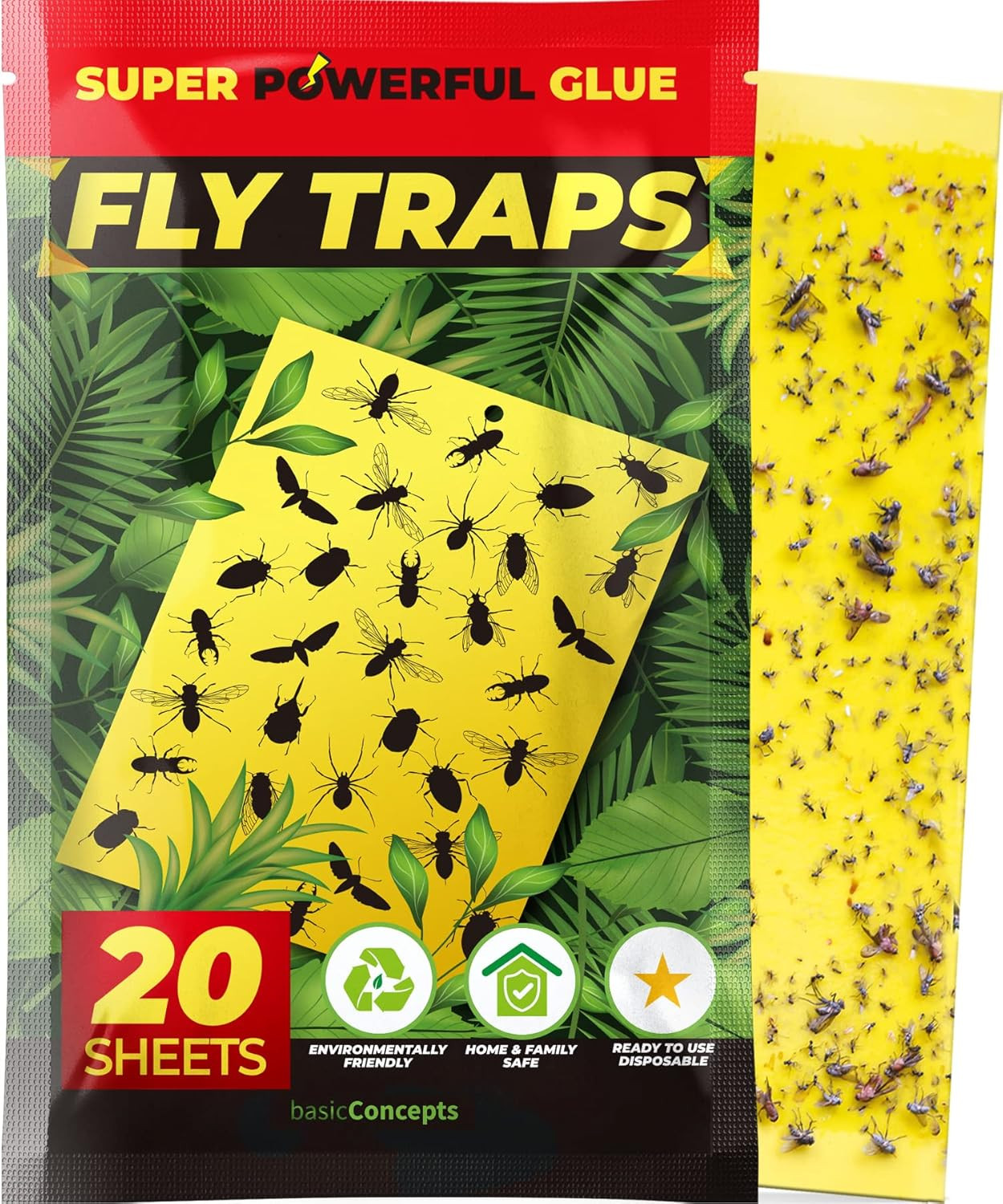 20 Tiras Atrapa Moscas Mosquitos Trampa Papel Pegamento Para Insectos Voladores