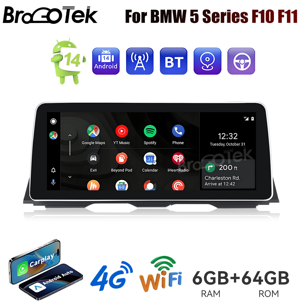 12.3" 6+64G For BMW 5 Series F10 F11 NBT/CIC Android 14 CarPlay Car Stereo GPS