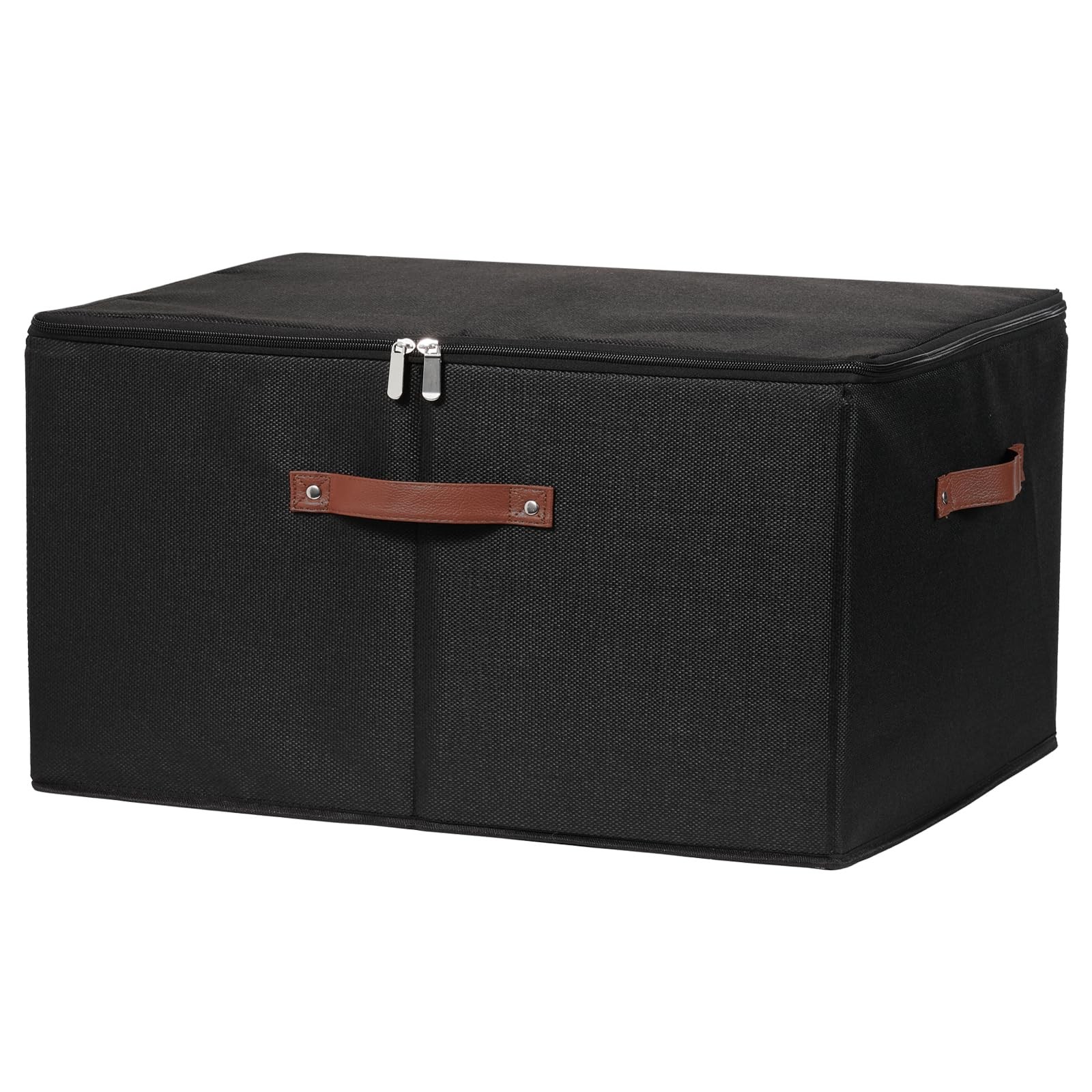Storage Bins with Zipper Lid Cotton Linen Fabric Lidded Storage Baskets Boxes...