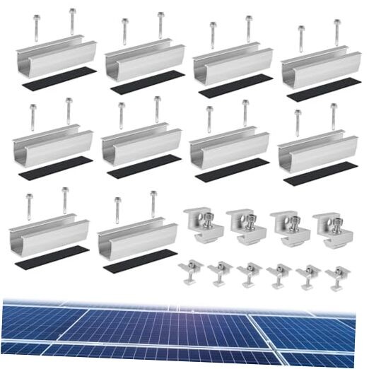 Set of 10 Aluminum Solar Panel Mounting Brackets - Aluminum Roof Mount Set