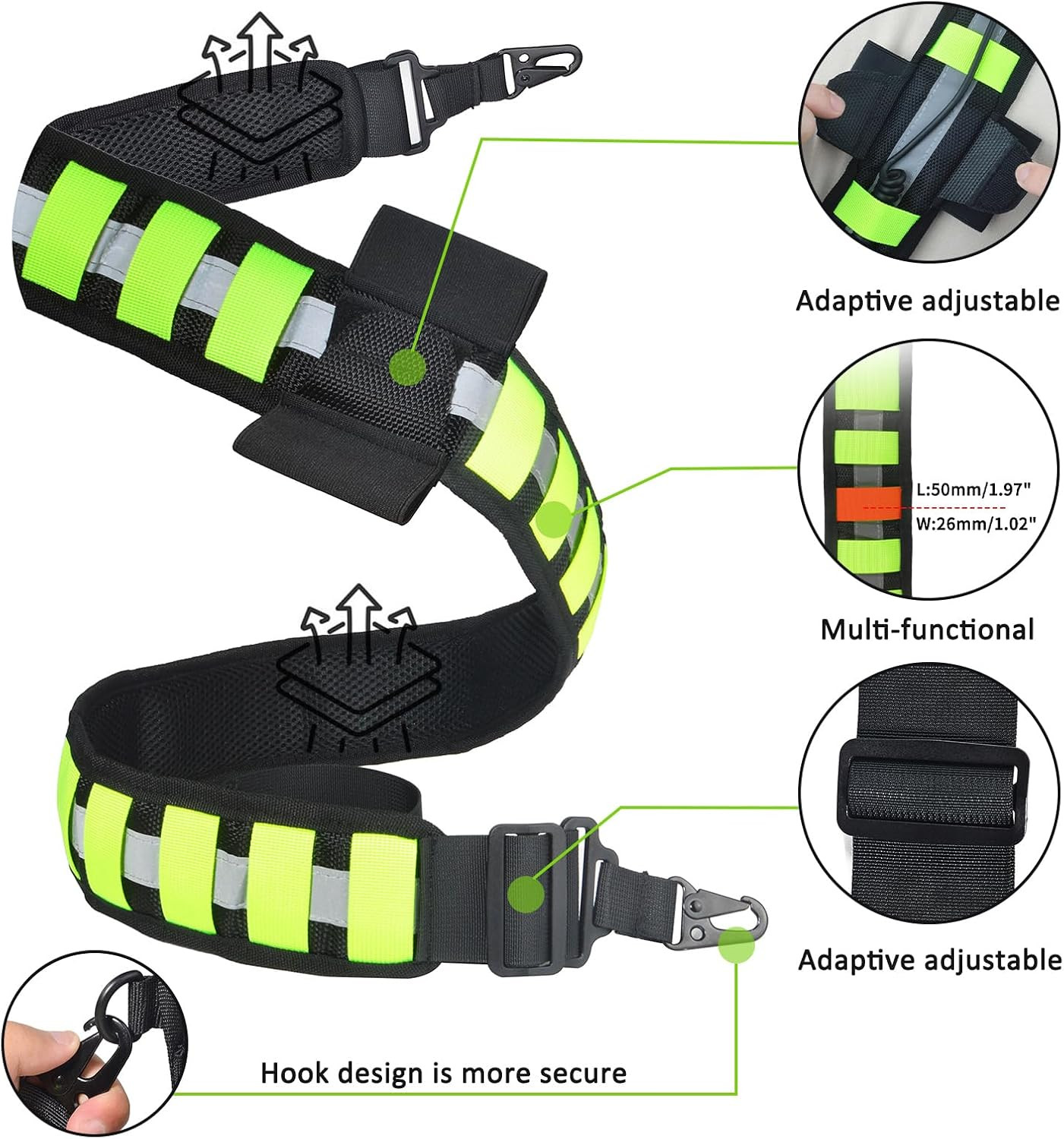 Adjustable Reflective Crossbody Shoulder Breathable Strap (3.5Ft to 4.9Ft) Repla