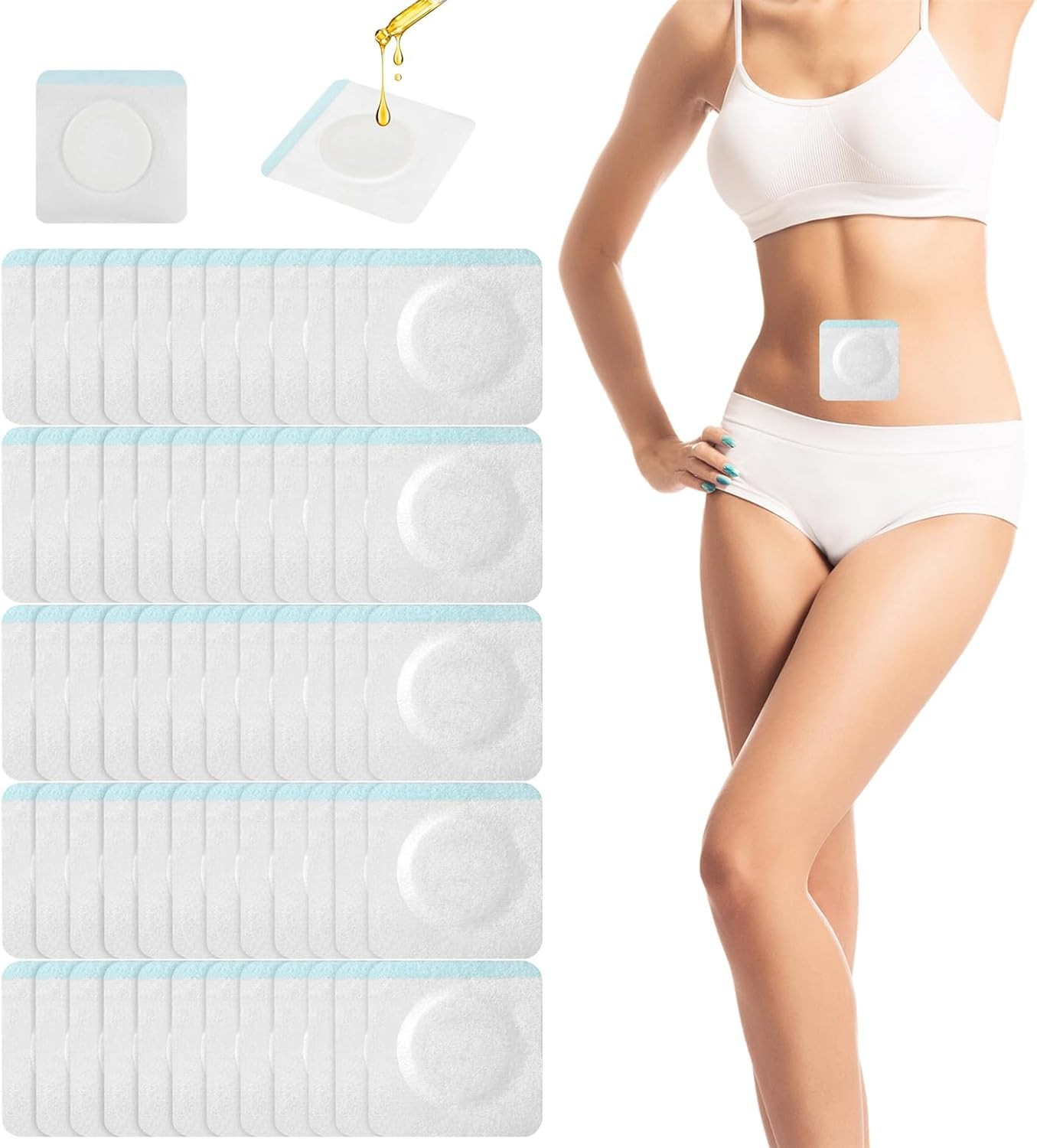 Castor Oil Belly Button Patches 50Pcs Disposable Castor Oil Pack Wraps Organic C