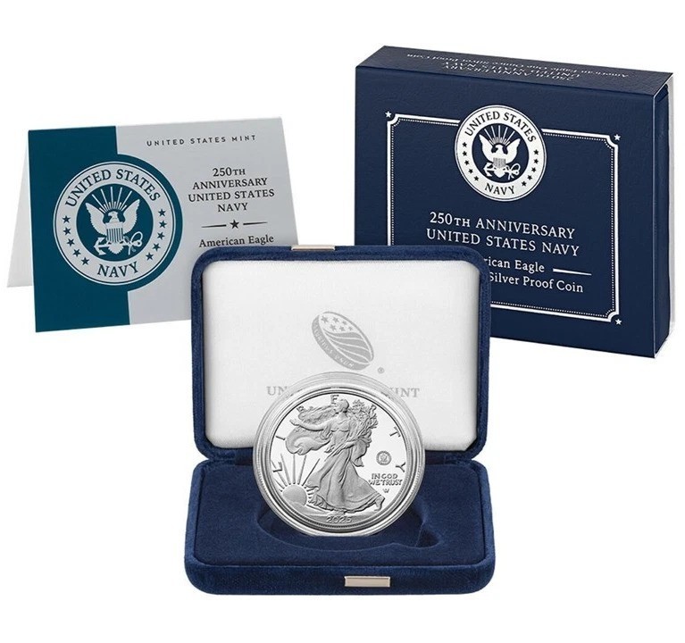 2025 S Navy Privy American Silver Eagle $1 ASE OGP and COA - 250th Anniversary
