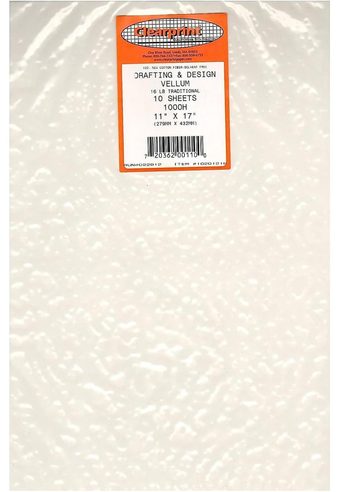 11" x 17" 1000H Design Vellum Sheets, 16 lb., 100% Cotton, 10 Sheets Per Pack...