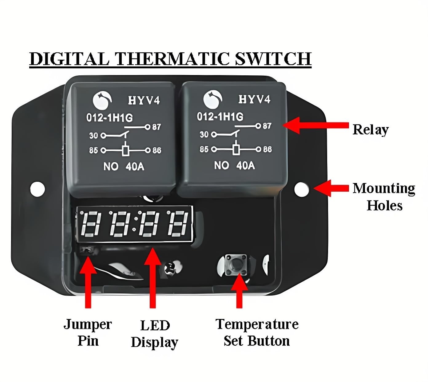 Compact Digital Thermatic Fan Switch Kit for Precise Cooling Control ()