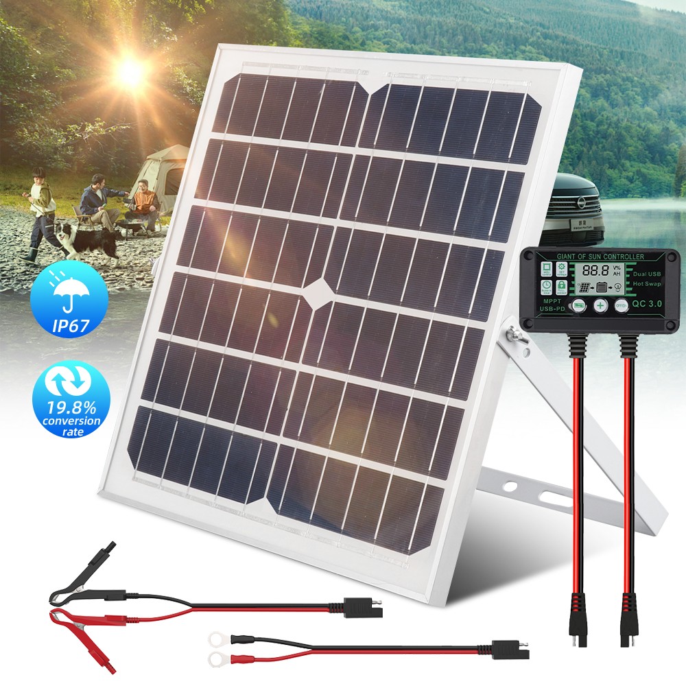 50W 12V Solar Panel Trickle Charger Battery Charger Kit Maintainer Boat Car RV
