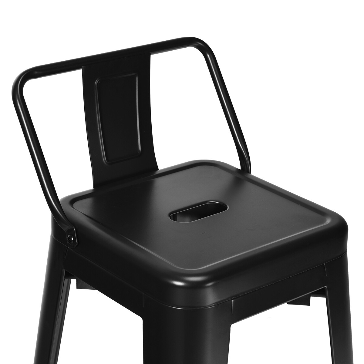 4 PCS Industrial Style Metal Bar Stools 30" Bar Height Barstools Low Back Black