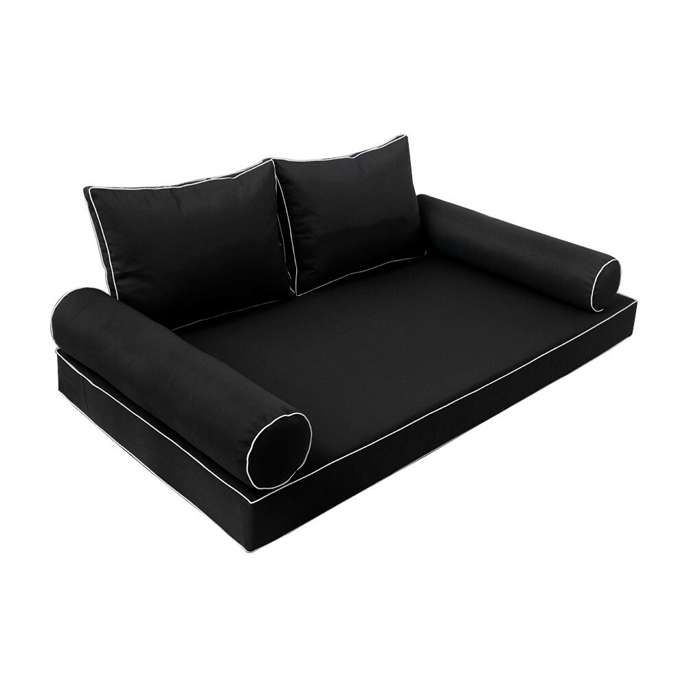 |SLIPCOVER ONLY|S1 Daybed Mattress Bolster Back Covers Contrast Trim Queen AD109