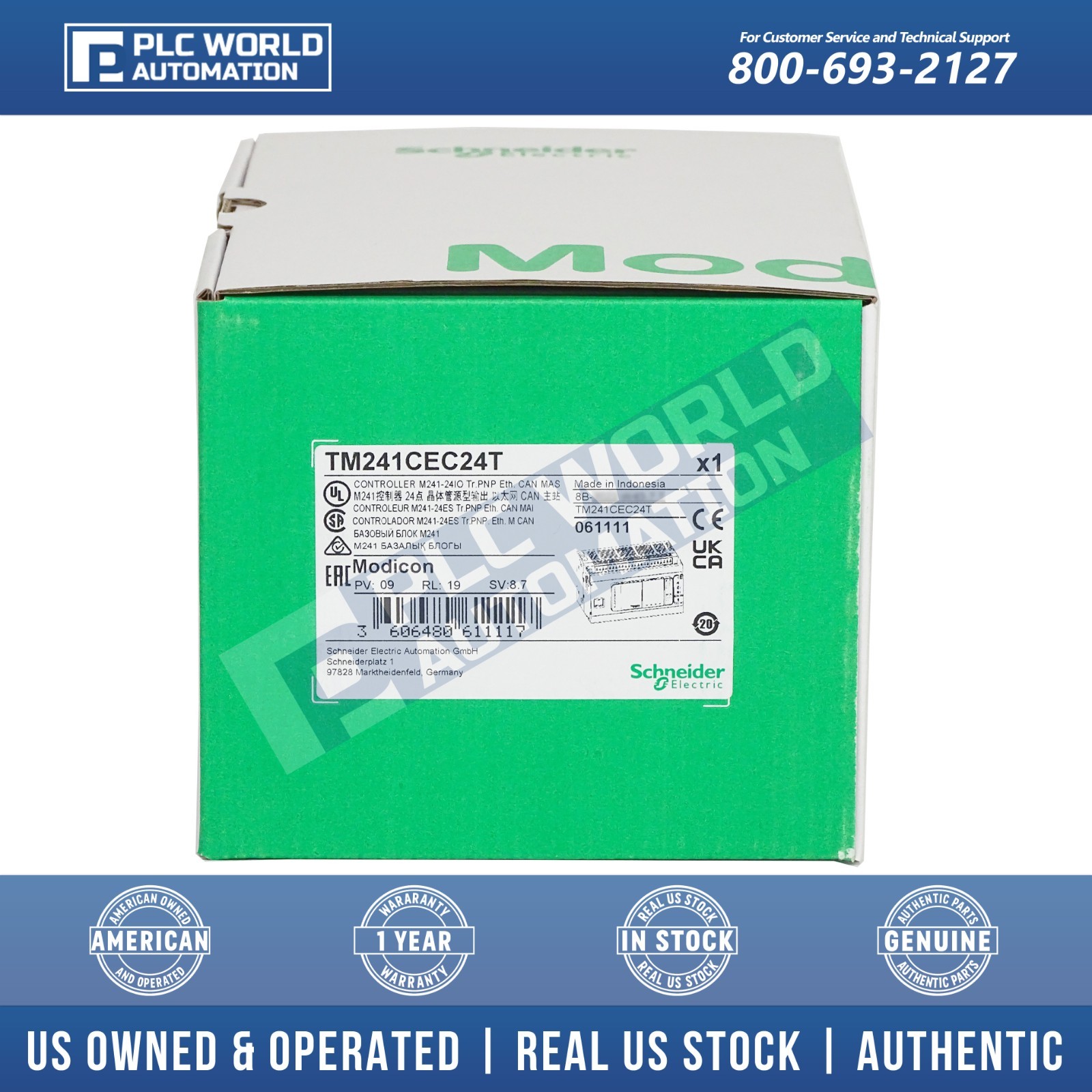 Schneider Electric TM241CEC24T Modicon M241, PNP Transistor Outputs, Brand New