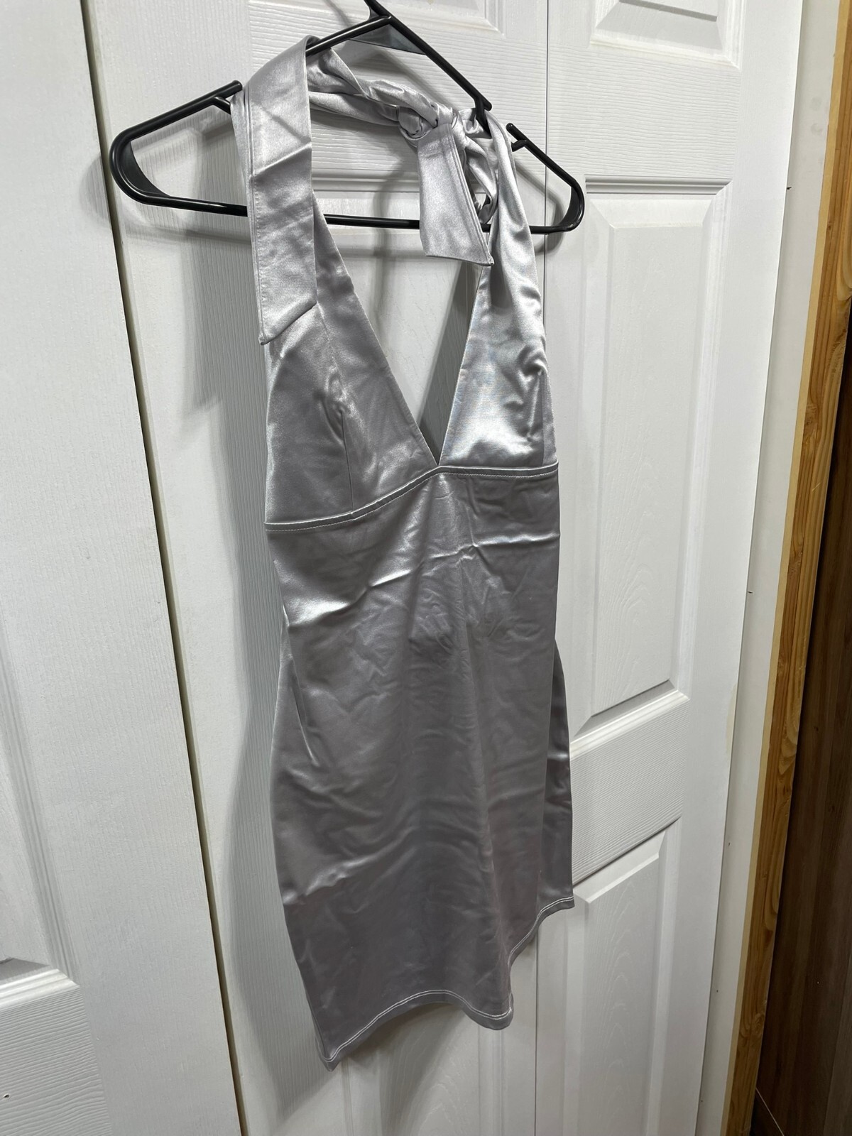 NWT M  VINTAGE SATIN NYLON SECOND SKIN BODYSUIT MINI DRESS BODY CON EVENING